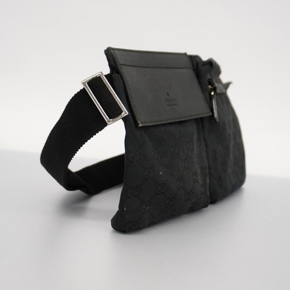 Gucci Bag Hardware Waist Black GG Canvas Silver